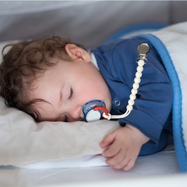 Pacifier Clips for Boys Girls - MORIBOX 4 Pack Paci Clip Soothe Baby Binky Holder for Shower Birthday Gift