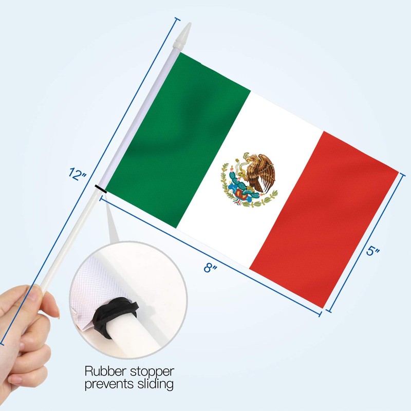 Anley Mexico Mini Flag 12 Pack - Hand Held Small
