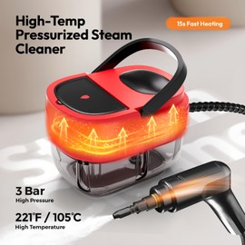 Steam Cleaner, 2500w Steamer for Cleaning, 3-Garde Adjustable Handle, 1.6L Water Tank, Steam Cleaner for Home, Fast Heat Handheld Steam Cleaner, Handheld Steamer for Car, Furniture, Kitchen, Bathroom