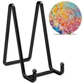 IPAME Paquete de 4 soportes de placa para exhibición, soporte de placa de alambre cuadrado de metal de 6 pulgadas + soporte de marco de fotos, caballete para libro, placa decorativa, placa, foto, plato (negro)