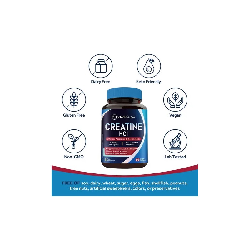 Doctors Recipes Creatina Hcl 750 Mg 90 Cápsulas