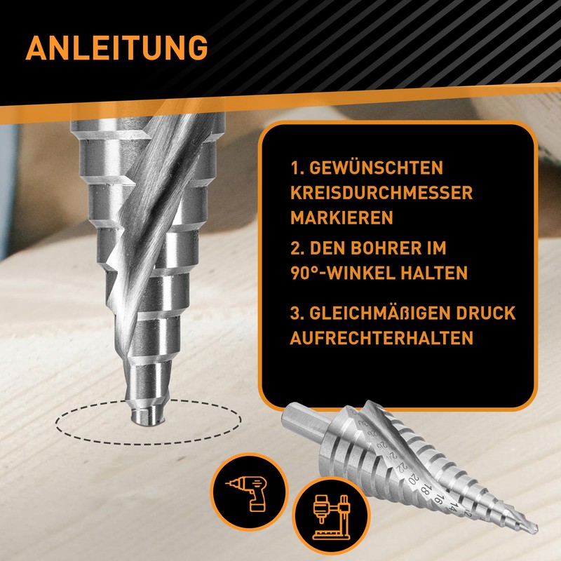 HARDTWERK Step Drill | Taper Drill Diameter 4-32 mm |