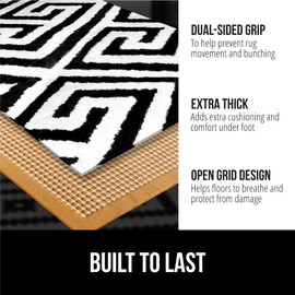 GORILLA GRIP GORILLA GRIP Extra Strong Rug Pad Gripper, Grips Keep Area Rugs Safe and in Place, Thick, Slip and Skid Resistant Pads for Hard Floors Under Carpet Mat Cushion and Hardwood Floor Protection 3x5 FT