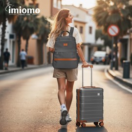 imiomo Hard Shell 20 Inch Carry on Luggage 3 Piece Set with Travel Backpack, Lightweight Hardside Carry-On Suitcase with Spinner Wheels and TSA Lock, Grey