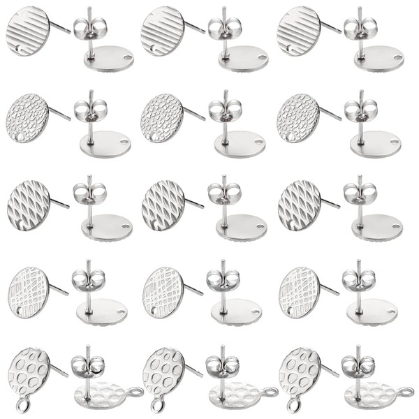 UNICRAFTALE 60 Pieces 5 Styles Flat Round DIY Earrings Accessories