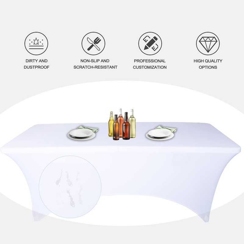 Ocves Stretch Tablecloth 6ft Spandex Table Covers Polyester Fitted Rectangular