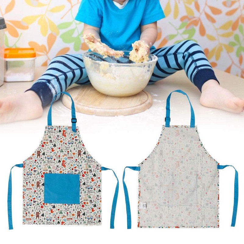 QANYEGN Kitchen Kids Apron, Kids Cotton Pocket Apron, Cute Children