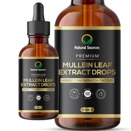 Mullein Leaf Extract Drops - Huge 100ml Bottle = 100 Servings (Over 3 Month Supply) - Highest Concentrate Tincture - UK Grown & Produced - GMDP Certified/BDA Org Cert./Vegan/Non GMO