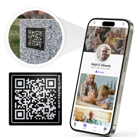 Our Tributes Memorial Webpage and QR Memorial Plaque for Cemetery Headstone Grave Marker, Bereavement Gifts for Loss of Loved One; Collect Memories, Photos, Messages from Family/Friends