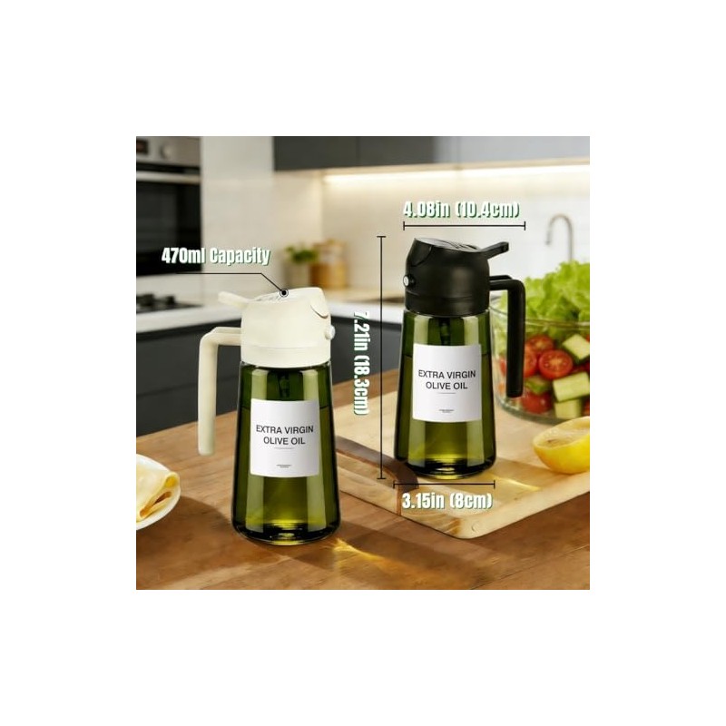 2-in-1 Olive Oil Sprayer & Dispenser Set - 16oz Fine