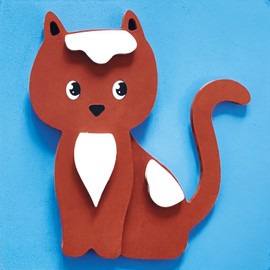 Aladine 3085489 Wooden Painting Set, Cat, 3D Wooden Picture for Painting, DIY Wall Decoration, Painting Set, Craft Set for Children from 4 Years