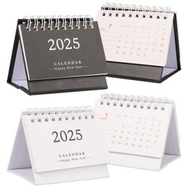 2Pcs 2024-2025 Mini Desk Calendar, 3.35x2.95 Inch Mini Standing Calendar 15 Months October 2024 to December 2025 Standing Flip Desktop Calendar Tiny Desk Calendar for Home School Office (Black+White)
