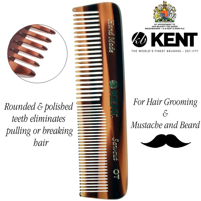Kent Handmade Coarse and Fine Toothed Pocket Comb for Men,