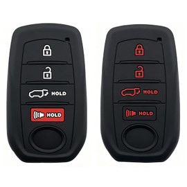Silicone Key Fob Cover fit for Toyota 2026 RAV4 2025 2026 Grand Highlander Corolla Cross 4Runner Land Cruiser Highlander Crown Signia Sequoia Venza 2021-2026 Key Fob Case (Black A+Black B)