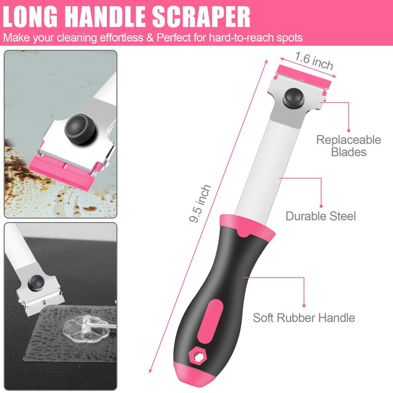 NECAMOCU 4 Pack Razor Blade Scraper, Premium Cleaning Scraper Tool