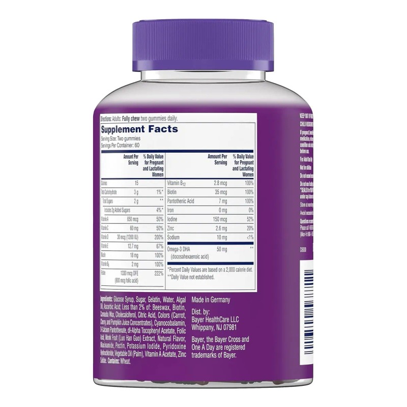 One A Day Vitaminas Prenatal Con Ácido Fólico 120 Gomitas