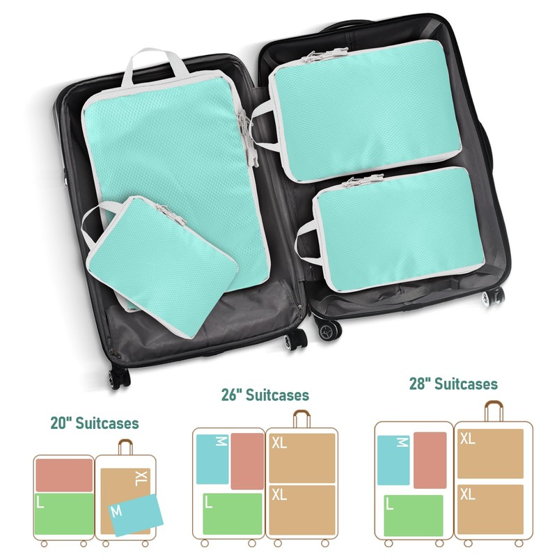 Aomeskoitoy Compression Packing Cubes, Travel Essentials Luggage Organizer Bags for