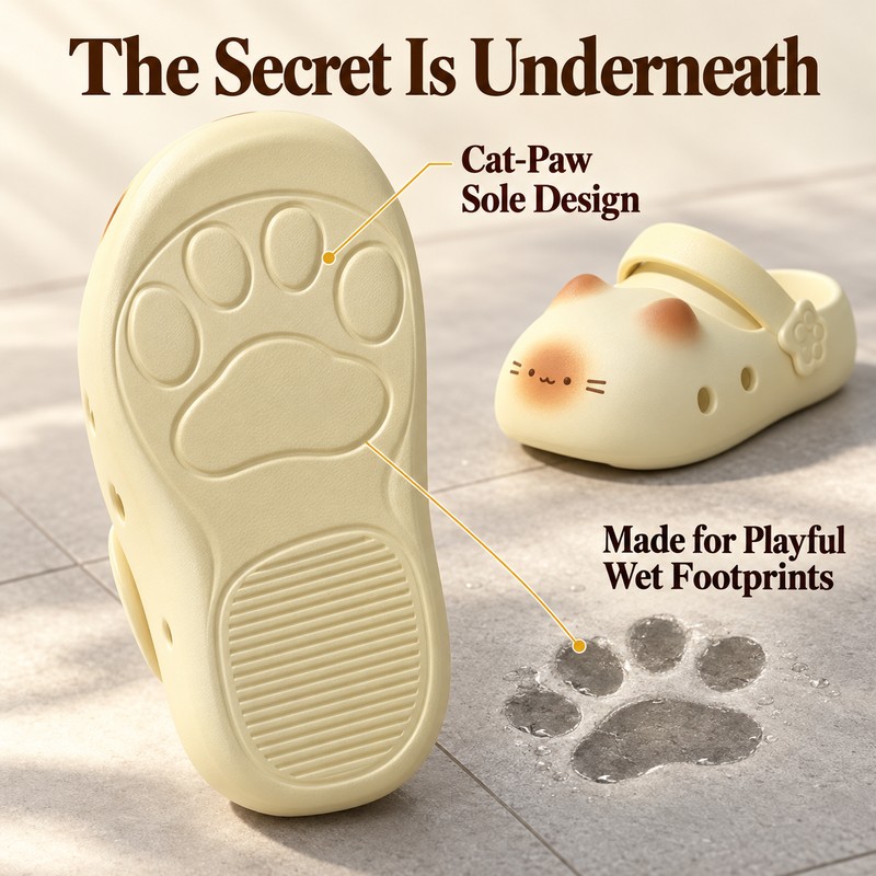 Cat Slippers for Women – Yellow Closed-Toe Cat Clogs with
