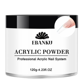 EBANKU Clear Acrylic Nail Powder, Long Lasting 3D Fingernail Carving & Nail Extensions, Professional Acrylic Powder for Manicure, No Nail Lamp Needed, 120g/4.23oz Large Capacity
