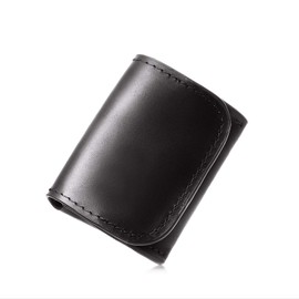 Le sourire Men's Small Coin Purse, Small Genuine Leather Coin Case, Compact and Easy to Use, Black