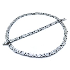 Womens Silver Tone XOXO Hugs & Kisses Necklace and Bracelet Set Starburst 18" LENGTH