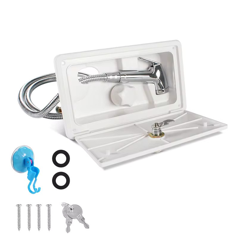 Lockable RV Exterior Shower Box Kit with 1.5m Hose, Hot