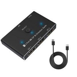 1 in 3 out / 3 in 1 out DP Switch 3 Port Display Selector DP1.4 Monitor 8K@30Hz 4K@144Hz Splitter Switcher for Laptop Gaming Console