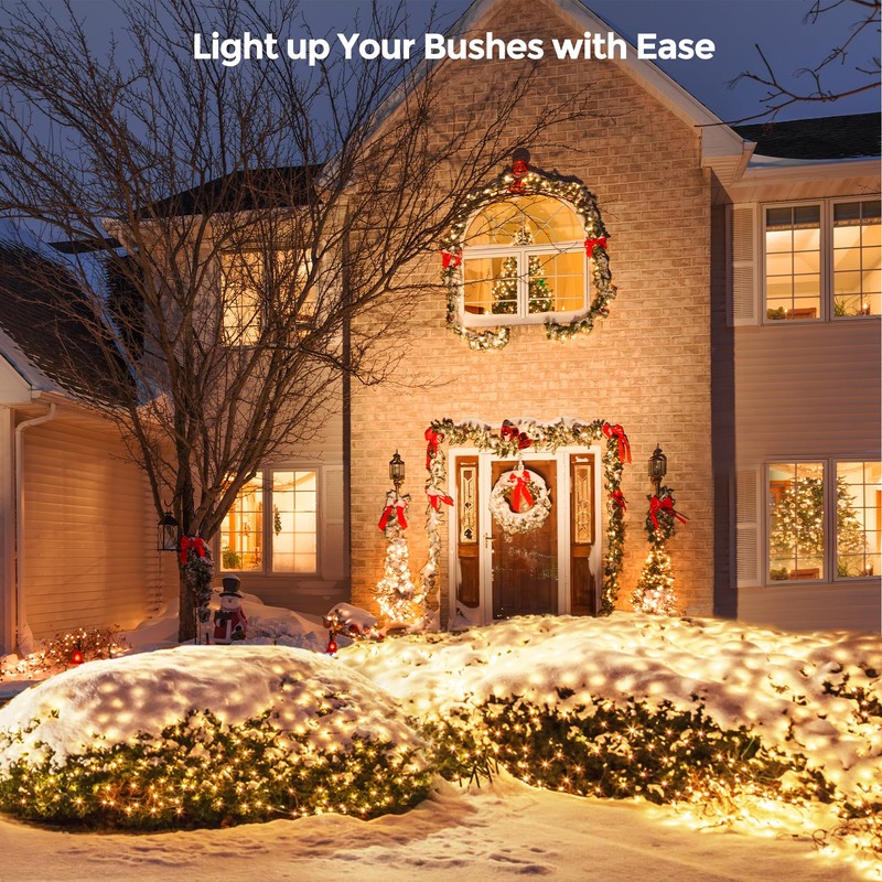 WBao Solar Christmas Net Lights 200LED F8 Big Bulbs, 8.4ft