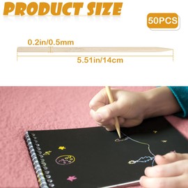 50pcs Wooden Stick Wood Art Heavy Duty Wood Tools for Scratch Art DIY Creative Art Crafts