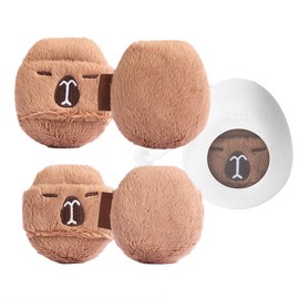 Momo's Workshop Cute Velvet Powder Puff 2 Size, Suitable for Powder Makeup, Quick Makeup Setting, Carrying Box + 2P L+M Brown