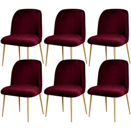 STARINGIRL 6 Pack Velvet Curved Back Chair Covers Modern Accent Mid Century Short Back Armless Chair Slipcovers for Room Furniture Protector
