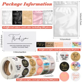 3420 Pcs Thank You Small Business Packaging Supplies Set Thank You Label Stickers Thank You for Supporting My Small Business Cards Resealable Packaging Bag Suitable for Packaging Small Business