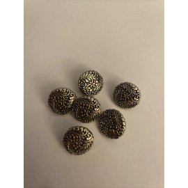 Set Of 6 Plastic Silver Tone Buttons 5/8” Pasley Imprint