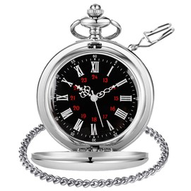 Tiong Smooth Vintage Steel Quartz Pocket Watch Classic Pocket Watch with Chain for Men Women for Birthday Christmas, Style 6, Classic