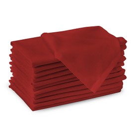 Encasa Cotton Cloth Napkins | Set of 12 | Size 43x43 cm | Deep Red Solid Color | Machine Washable