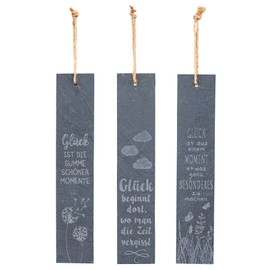levandeo Set of 3 Slate Signs Happiness Height 30 cm Sayings Decorative Sign Slate Wall Picture Black Gift Decorative Picture Wall Decoration Blackboard Sayings Quote