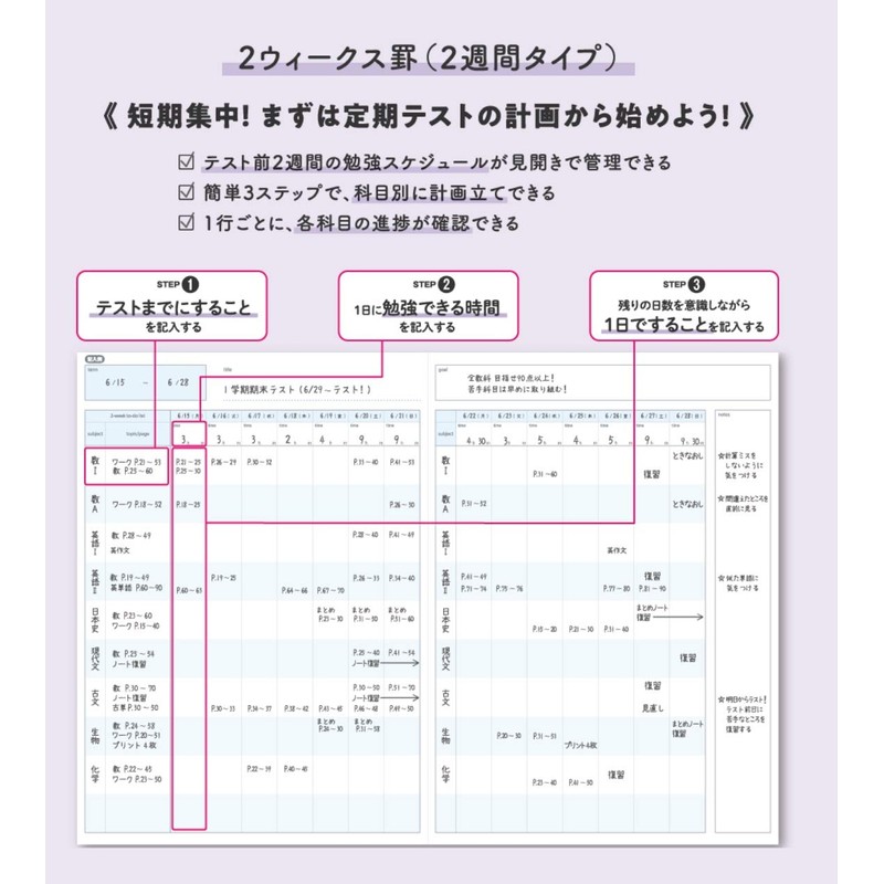 Kokuyo Campus Study Planner Notebook, 2 Week Ruled, Purple, Semi