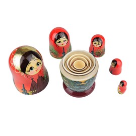 Heka Naturals Russian Matryoshka Dolls, 5 Traditional Matryoshkas | Babushka Wooden Dolls, Handmade in Russia