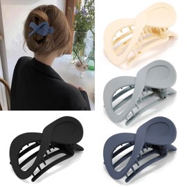 Atoden Flat Hair Clips for Thin Hair French Concord Hair Clips 3.4'' Lay Down Flat Hair Claw Clips for Medium Thick Hair 4Pcs Matte Jaw Clips Hair Clamps Barrettes Hair Accessories for Women