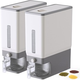 Lifewit 2 Pack Rice Dispenser 25 Lbs, Rice Storage Container Sealed Moisture Proof with Measuring Cup for Kitchen Pantry Household, BPA-Free, Grey