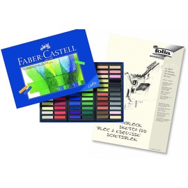 Faber-Castell Studio Quality Mini 128272 Soft Pastel Chalk 72 ETU + High-Quality A4 Sketch Pad