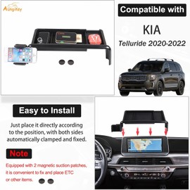 Aunginsy Center Console Dash Storage Tray with Phone Holder Compatible with Kia Telluride 2020-2022 Dashboard Storage Box Organizer Mobile Phone Mount Bracket Dash Storage Tray Interior Accessories