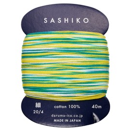 Yokota DARUMA Sashiko Thread (Thin) 3 Color Clay Card Roll, Approx. 15.6 ft (40 m) COL.402 Shaved Ice 01-2400