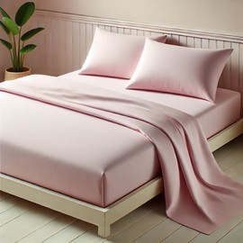FabGoods Bamboo Fitted BedSheet (Pale Rose)