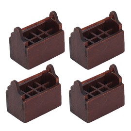 4 Pcs Dollhouse Toolbox Wooden Retro Toolbox Ornament Miniature Dollhouse Accessories for Doll House Decorations