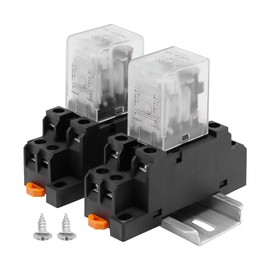 DUZFOREI 2PCS Electromagnetic Power Relay, General Purpose Small Intermediate Relay, AC 12V 24V DC24V Relay with Base Mounting Rail Suitable for Various Power Systems (AC 12V)