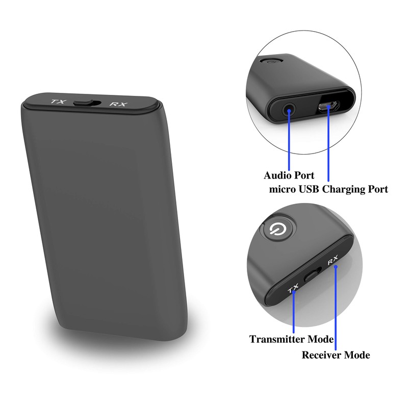Bluetooth 5.3 Transmitter and Receiver, 2-in-1 3.5mm Wireless Audio Adapter,