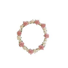 Baby Milestone Blanket Wreath, Baby Milestone Marker For Blanket, Monthly Milestone Floral Wreath, Handmade Floral Wreath (5 Inch, Pink/White)