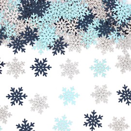 Vofrise 200PC Blue Silver Snowflakes Confetti Winter Wonderland Baby Shower Decorations Boy First Birthday Table Scatter Christmas Party Decor