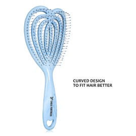 EAGLE FORTRESS Curved Vented Hair Brush Blue, Detangling Paddle Brush for Faster Blow Drying, Hairbrush for Curly, Thick, and Straight Hair, Dry and Wet All Hair Types